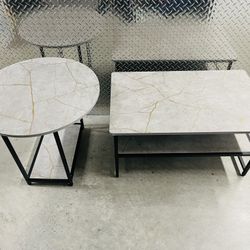 🪑 2-Piece Table Set | Elegant Marble-Style Look 🪑
