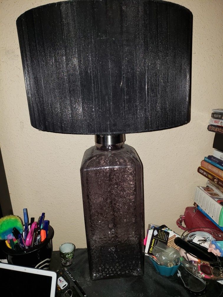 Black Sheer Shade Silver/gray Bottom Lamp