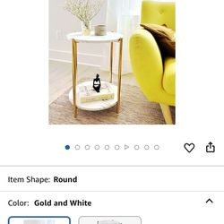 Gold End Table Faux Marble Side Table