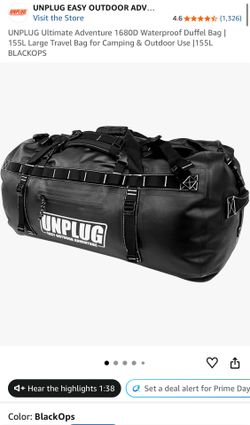 UNPLUG Ultimate Adventure 1680D Waterproof Duffel Bag | 155L Large Travel Bag for Camping & Outdoor Use |155L BLACKOPS