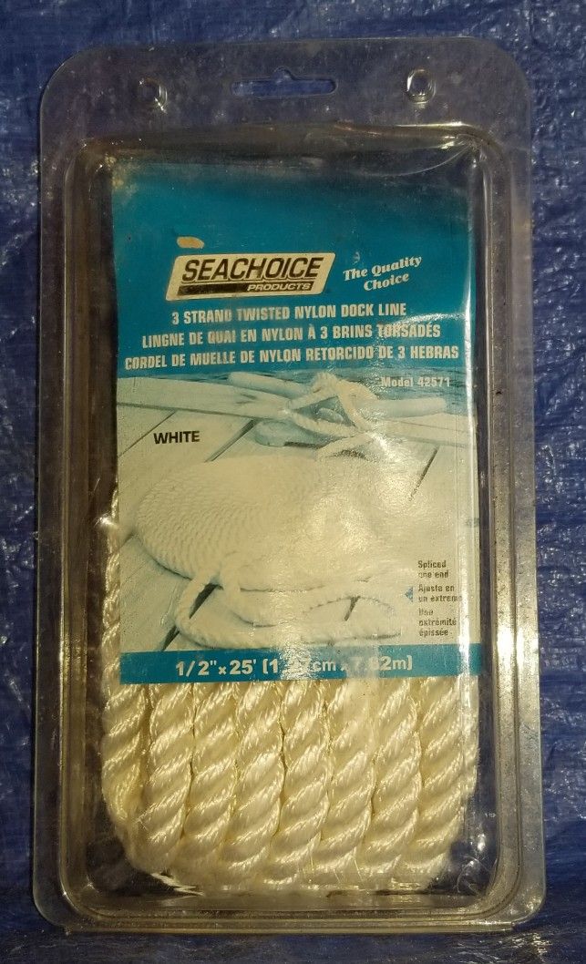 SeaChoice 3-Strand Twisted Nylon DockLine 1/2"x25'