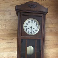 Antique Walnut Wind up Clock 30” Tall