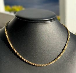 Jewelry 10k hollow yellow gold Rope necklace chain 16.50" 2.00mm width