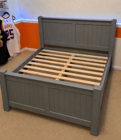Full size wood bed frame with drawers.  PLEASE READ POST