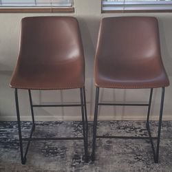 Set Of 2 Black/Brown Bar Stools