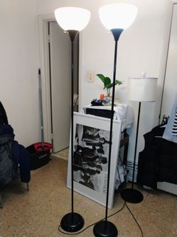 2 tall metal floor lamp plastic shade pickup only cash $7.50 each