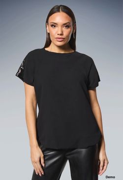 PRINCIPLES Sequin Insert T-Shirt - Black (UK18/XL)