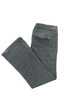 Anchor Blue Black Gray Plaid Mid-Rise Flare Trousers Vintage Y2K Size 15