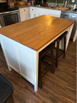 Kitchen Island with Seating and Storage - Stools included