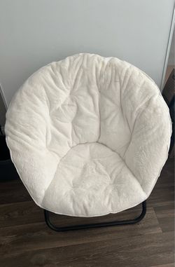 White Faux Shearling Foldable Chair