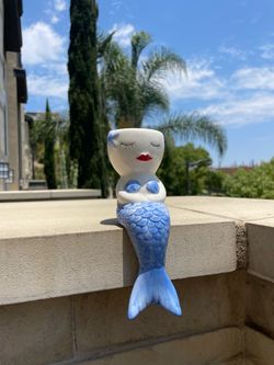 Ceramic Mermaid Figurine Planter