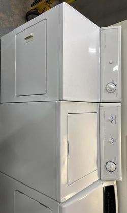 Frigidaire Stacked Washer Dryer – Top Load Agitator, 27 in, White