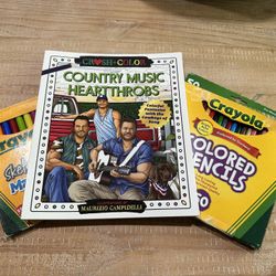 Country Music Heartthrobs Coloring Book, Markers, Colored Pencils 