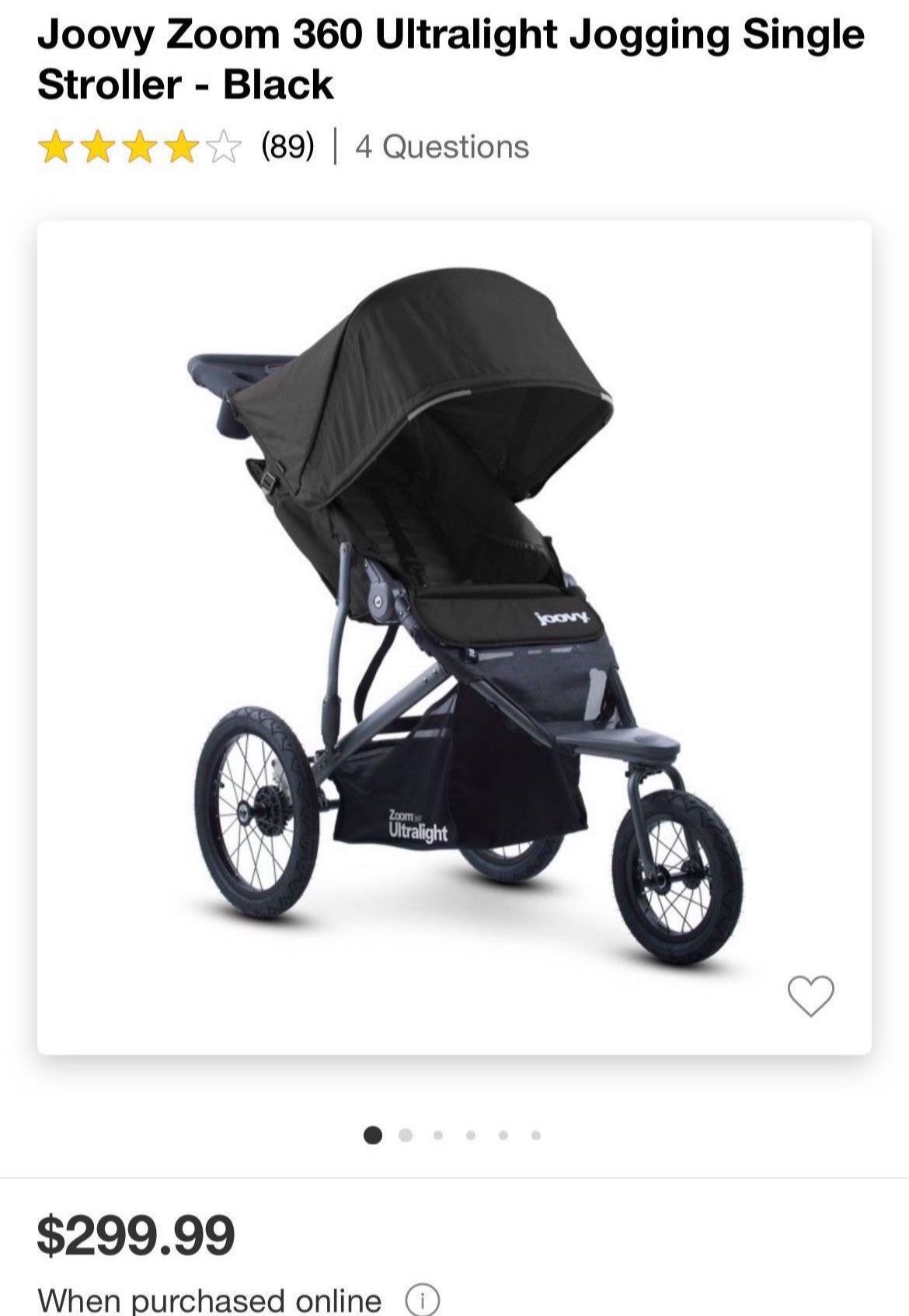Brand New Zoom360  Jogging Stroller High Child Seat Black Joggers