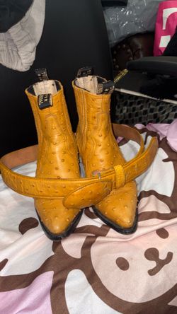 El General genuine ostrich leather cowboy boots