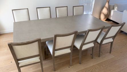 Restoration Hardware Modern Concrete Top Dining Table w/ 8 Chairs 80% OFF
