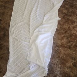 Fabric Shower Curtain, Boho, White