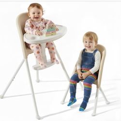 Foldable High Chair, Space-Saving Portable Baby High Chair with Removable Double Tray, Modern Convertible Baby Feeding Chair