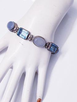 BEAUTIFUL STERLING SILVER MOONSTONE TOPAZ BRACELET