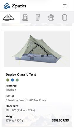 Zpacks Classic Duplex Tent Dyneema Composite Fabric (DCF)