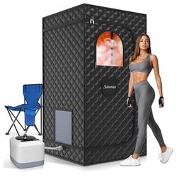 Sauna Box, Portable Sauna for Home, Steam Sauna Tent Portable Design for Relaxation and Detoxification, 9 Levels, Black, 35.4"x35.4"x70.9"
