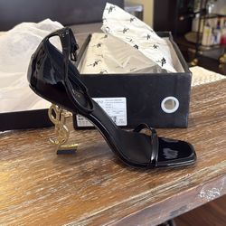 Black YSL Open Toe Heel 