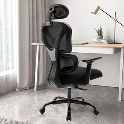 Reclining Computer Desk Chair with 3D Armrests and Headrest - Black