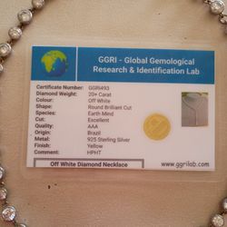 Natural Earth Mined Diamond Necklace 925 Sterling Silver With Certificate