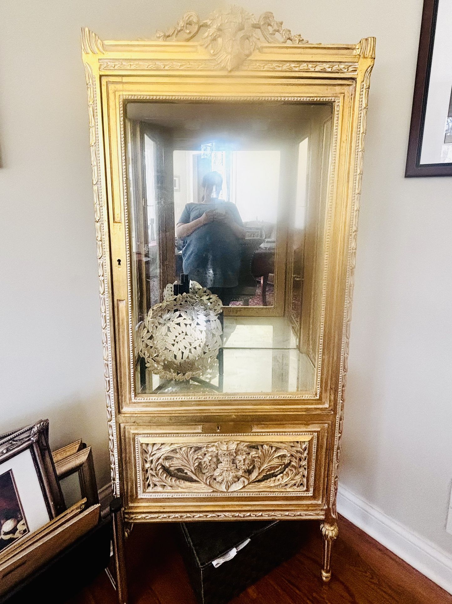 FINAL WEEKEND MOVING SALE! Unique Gold Armoire With Mirrorsw