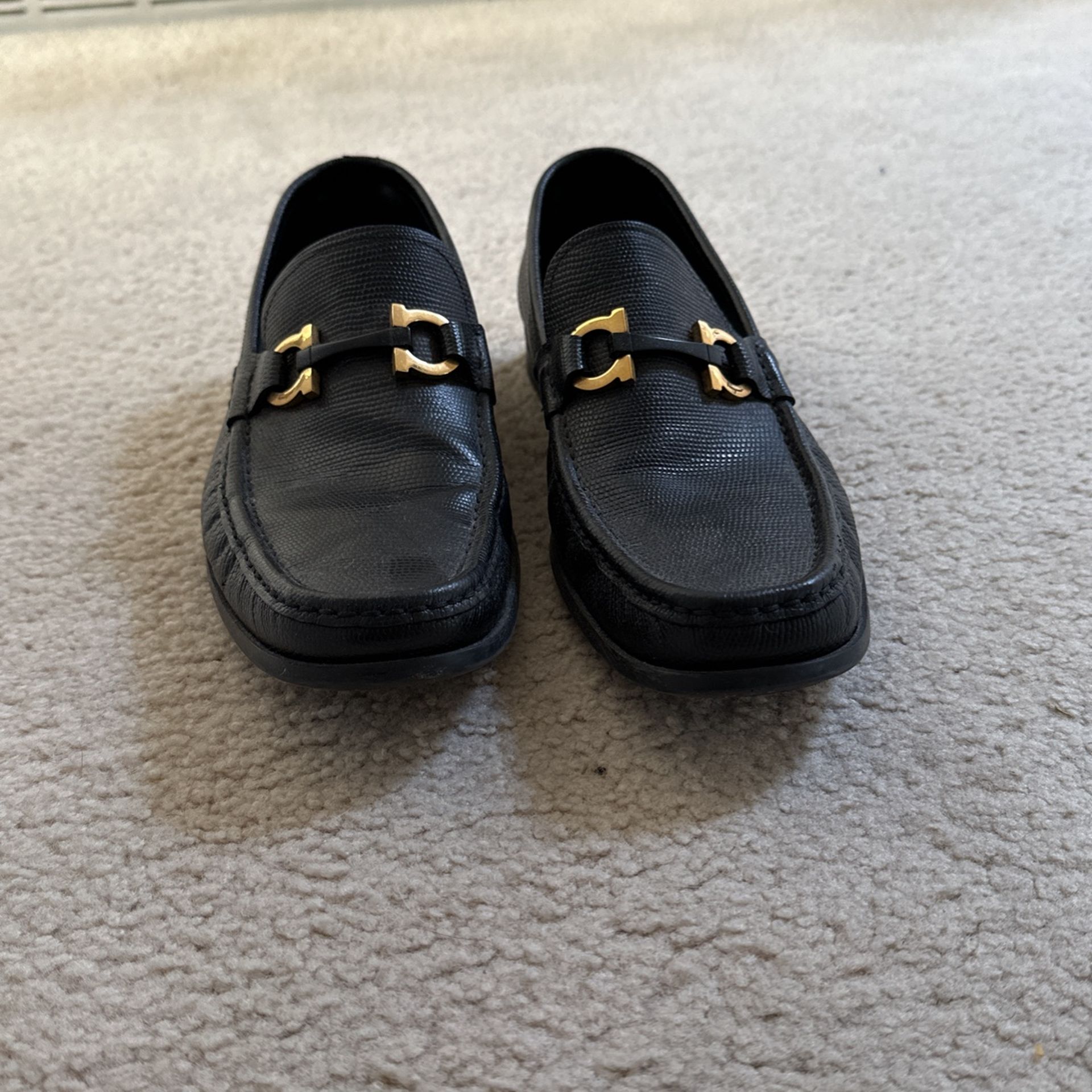 Ferragamo Loafers Black And Gold