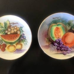 Pair of Vintage Ucagco Ceramics Japan Hand Painted & Signed Plates