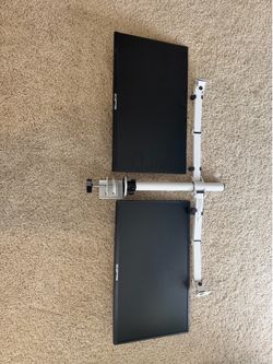 Two Sceptre monitors with desk mount