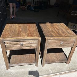 2 Brown Wood End Tables