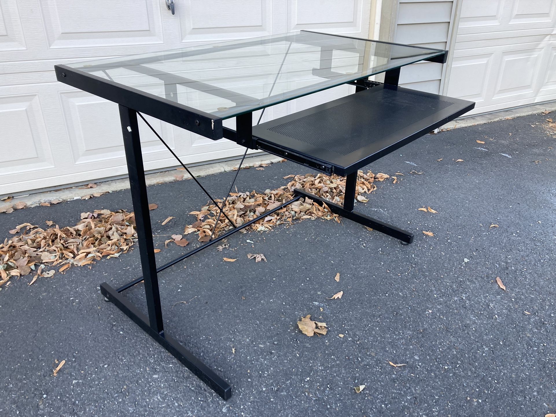 Glass Top Black Metal Desk