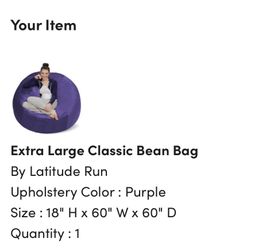 Extra large bean bag, purple