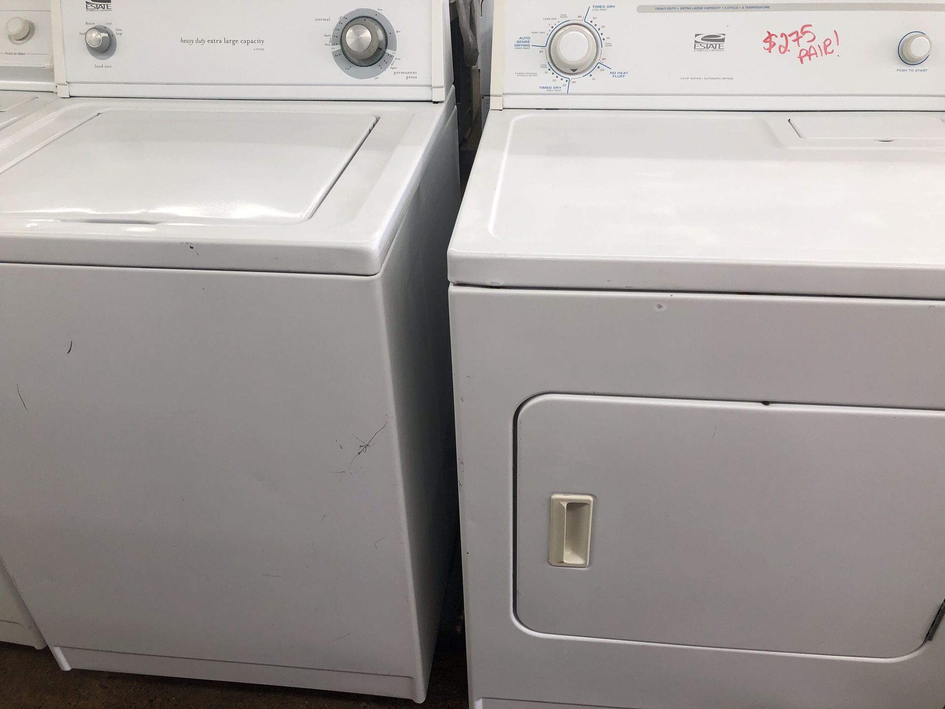 Estate by Whirlpool Washing Machine & Electric Dryer! Extra Large Capacity! Heavy Duty! Simple & Easy to Use! 30-Day Warranty! We Can Deliver Today!