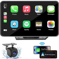 Brand New Unopened   7" HD Portable Carplay Wireless Touch Screen Double Din Car Stereo Compatible Apple Carplay and Android Auto with GPS Navigation,