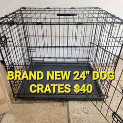 New 24" Dog Crate 2 Door Cat Cage Up To 25lbs With Black Bottom Tray Foldable Puppy Kennel Add A Bed $10/ Crate , Bed & 2 Bowls  $55! All New 