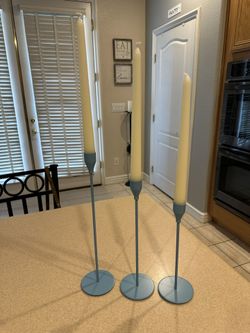 Taper Candle Holders With Candles - Set Of 3 $10 - NEW