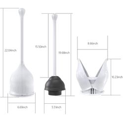 Toilet Plunger with Holder, Long Handle Plungers for Bathroom, Hide-Away Toilet Plunger with Holder, Drip-Free Plungers for Bathroom with Holder, Bath