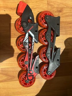 Rollerblade Inline Skate Frames with Red Wheels