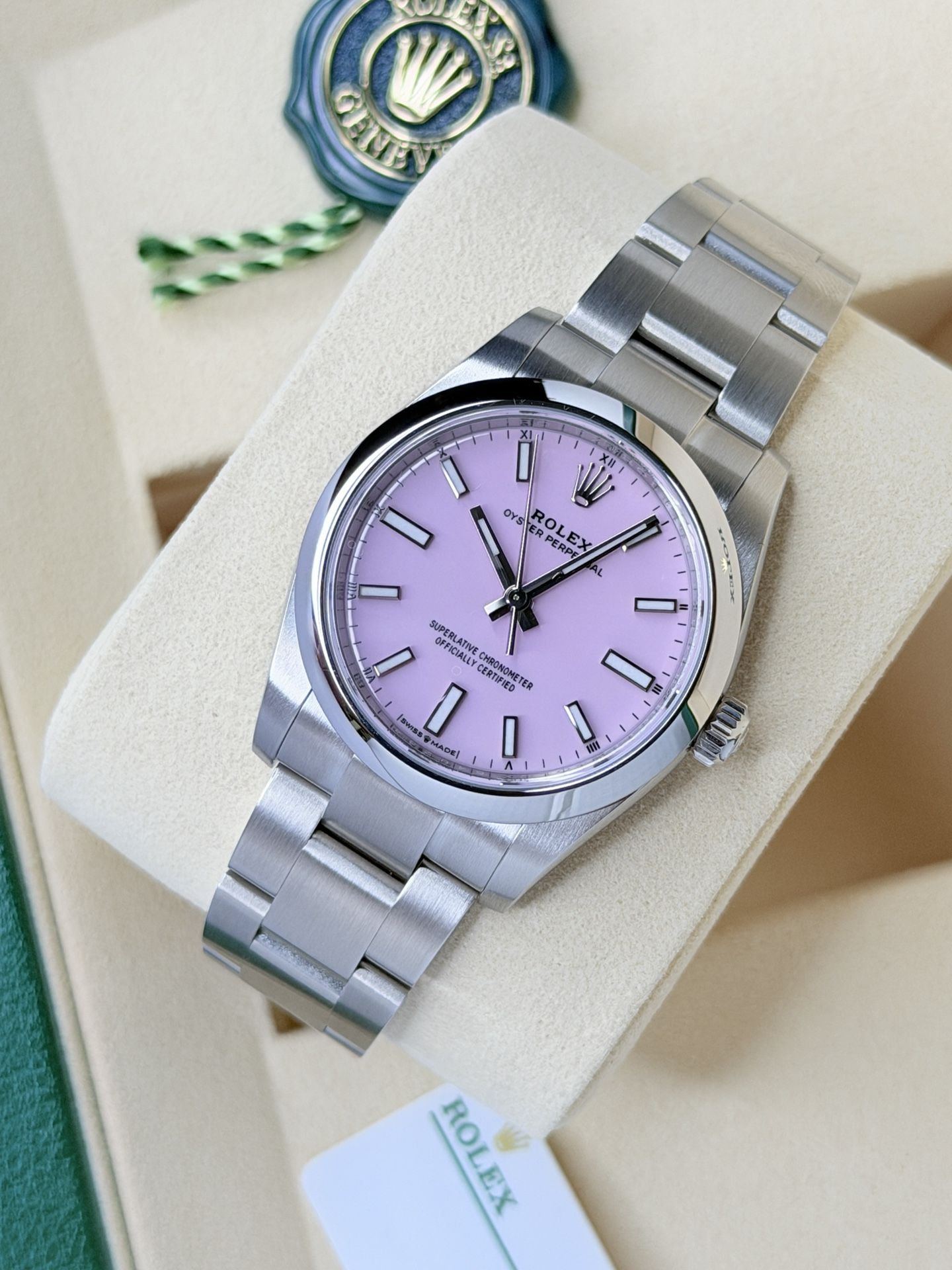 Brand New Rolex Oyster Perpetual 34mm w/ Candy Pink Dial