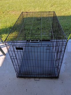 Large Black Wire Dog Crate with Tray