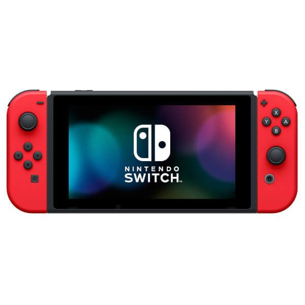 Nintendo switch with red joycons , dock and charger