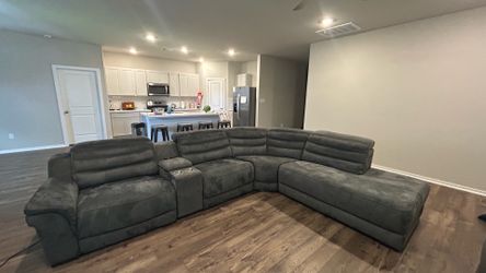 Charcoal Gray Motion Sectional Sofa with Console & Chaise