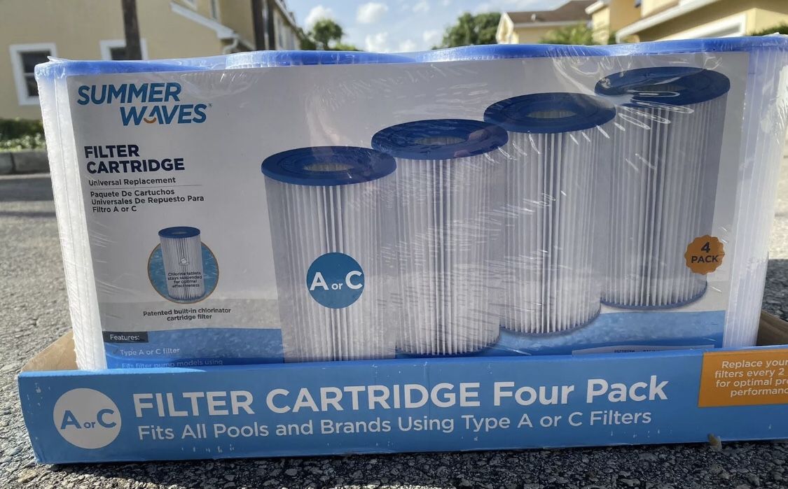 Summer Waves/Polygroup Type A or C Filter Cartridges for Swimming Pools - 4 pack