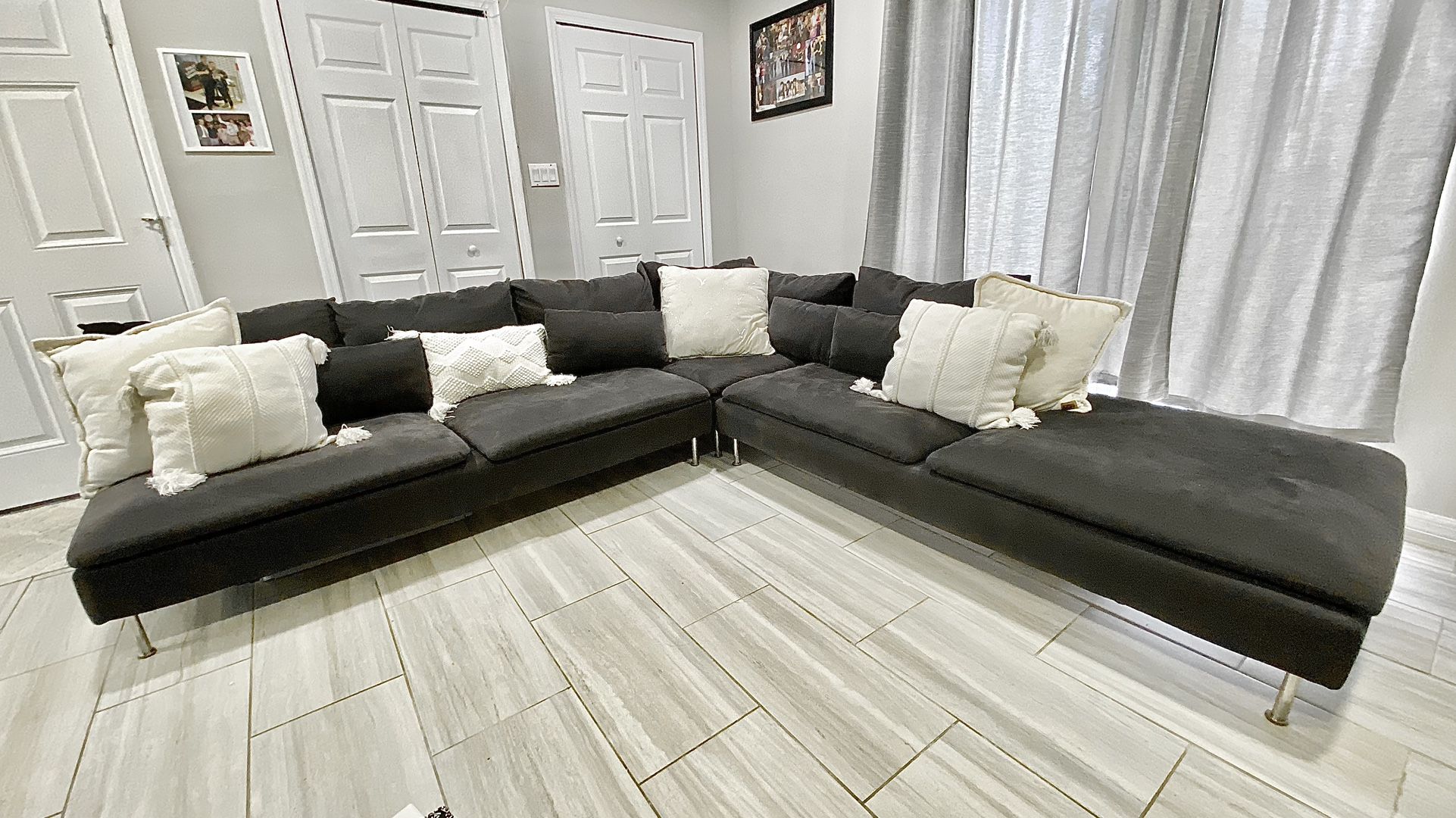 LARGE GREY SECTIONAL SOFA BEAUTIFUL!!!