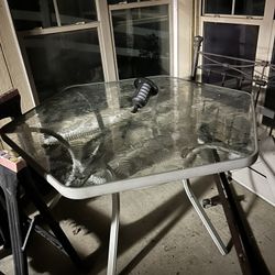 Large Glass Outdoor Table Without An Umbrella 