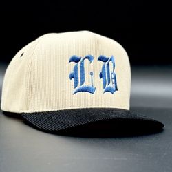 Hat Long Beach OLD ENGLISH Cream Snapback Corduroy Cap LB Headwear Hip hop Gift