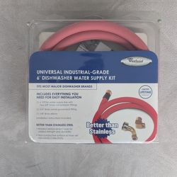 Whirlpool W10278627RC Universal Industrial-Grade 6’ Dishwasher Water Supply Kit